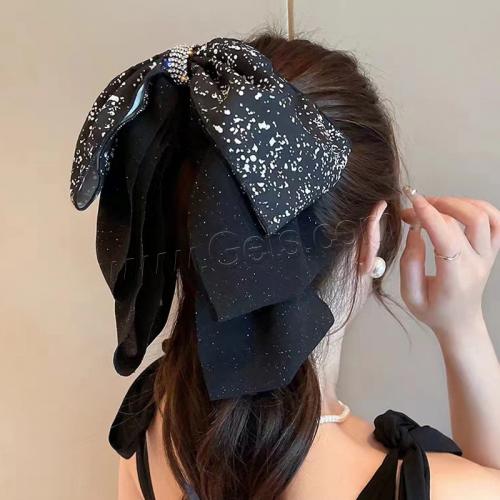 Hair Claw Clips, Polyester, Bowknot, fashion jewelry & with rhinestone, black, Length approx. 18CM clip 4CM 