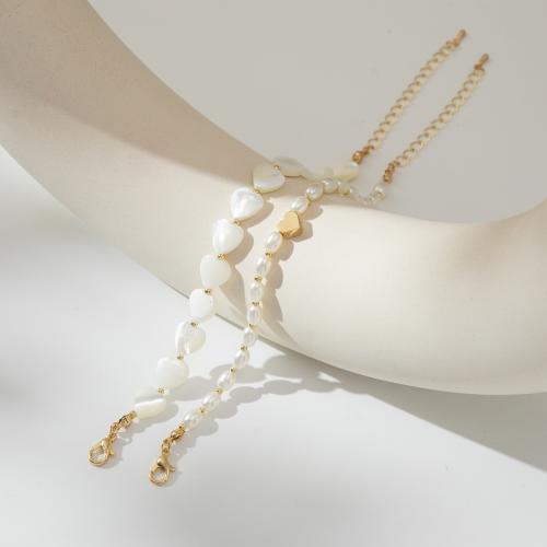 Shell Necklace, Brass, with Shell, plated, fashion jewelry, white 