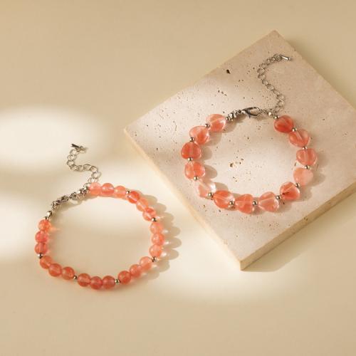 Gemstone Bracelets, Zinc Alloy, with Natural Stone, plated, fashion jewelry, pink 