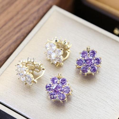 Cubic Zircon Brass Earring, 18K gold plated, fashion jewelry & micro pave cubic zirconia & for woman 
