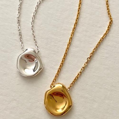 925 Sterling Silver Necklace, plated, Korean style & for woman Approx 16 Inch 