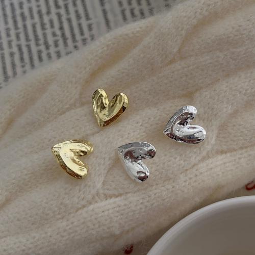 925 Sterling Silver Stud Earring, Heart, plated, Korean style & for woman 15mm 