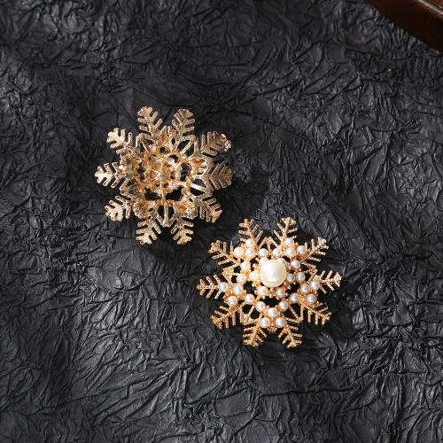 Zinc Alloy Costume Accessories, with Plastic Pearl, Snowflake, DIY, golden 