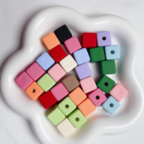 Rubberized Acrylic Beads, Square, DIY 14mm 