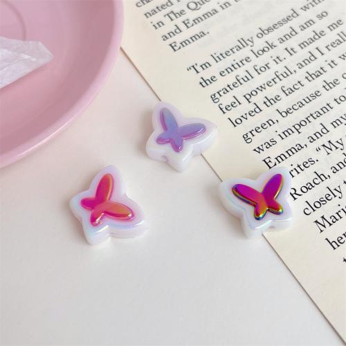 Two Tone Acrylic Beads, Butterfly, UV plating, DIY 