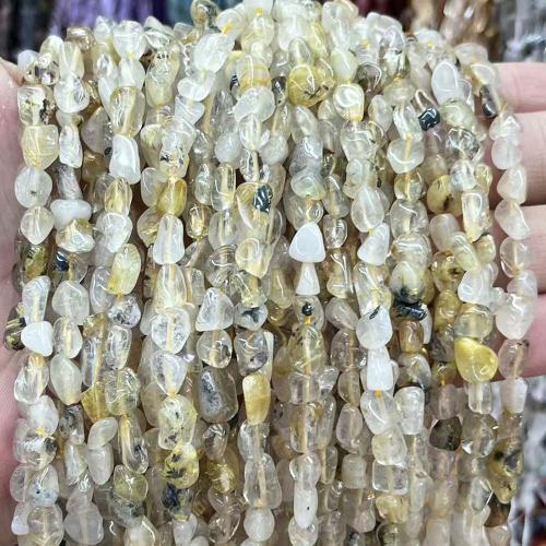 Perles Quartz rutile, pepite, DIY, couleurs mélangées Environ 38 cm, Vendu par brin