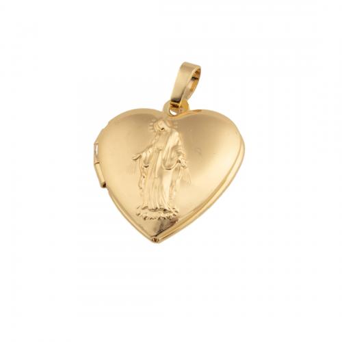 Colgantes de corazón de latón, metal, chapado en oro de 14 K, Bricolaje, 22.5x19.5x6mm, agujero:aproximado 4mm, Vendido por UD