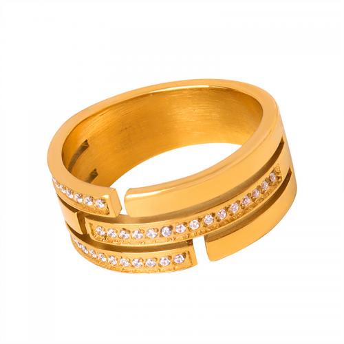 Титан Сталь палец кольцо, титан, с чешский, вакуумное ионное покрытие, ювелирные изделия моды & разный размер для выбора & Женский, Много цветов для выбора, ring width 13mm, продается PC