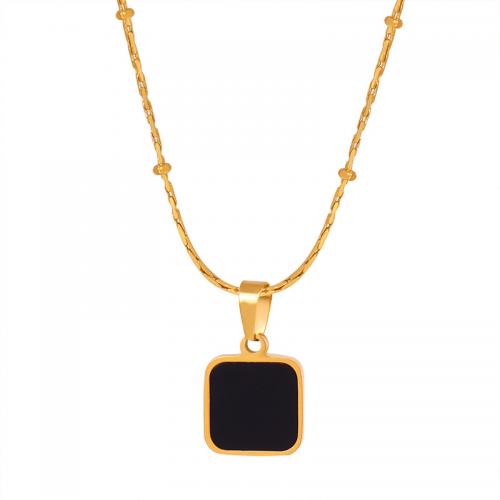 Collier de bijoux de titane, Acier titane, avec Acrylique, avec 1.97inch chaînes de rallonge, Plaqué or 18K, bijoux de mode & pour femme, doré, 11mm Environ 15.75 pouce, Vendu par PC