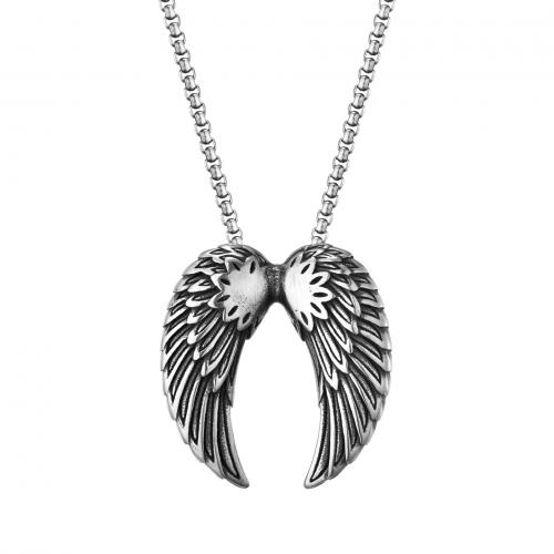 Titanium Steel Jewelry Necklace, Angel Wing, polished, fashion jewelry & Unisex Approx 23.62 Inch [