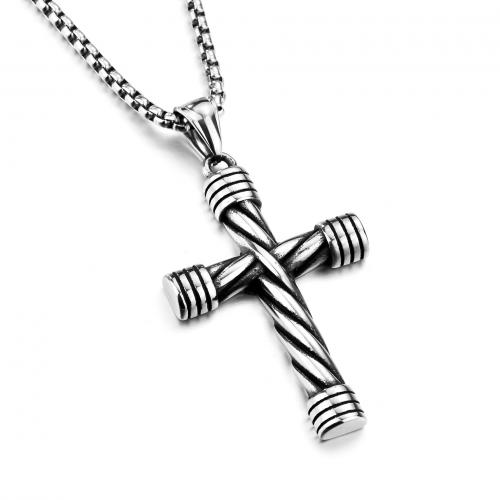 Titanium Steel Jewelry Necklace, Cross, polished, fashion jewelry & Unisex Approx 23.62 Inch [