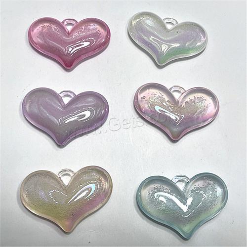Plating Acrylic Beads, Heart, UV plating, DIY, mixed colors Approx 
