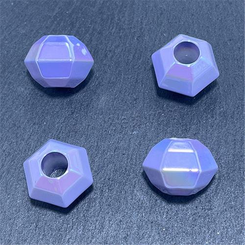 Plating Acrylic Beads, Hexagon, UV plating, DIY & faceted 15mm, Approx 