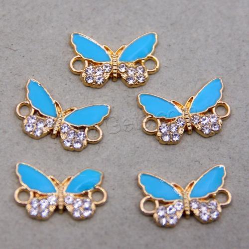 Enamel Zinc Alloy Connector, Butterfly, gold color plated, DIY & with rhinestone & 1/1 loop Approx 