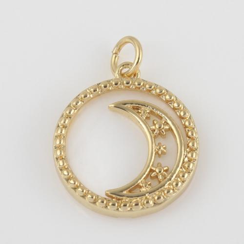 Brass Jewelry Pendants, Moon, gold color plated, DIY & hollow 