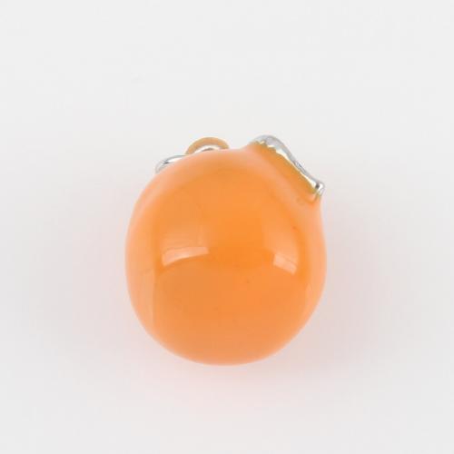 Смола латунь подвески, Латунь, с канифоль, оранжевый, плакирован серебром, DIY, оранжевый продается PC