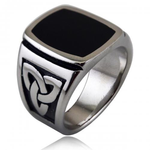 Titanium Steel Finger Ring, Square, polished, Unisex & epoxy gel, original color mm .5mm [