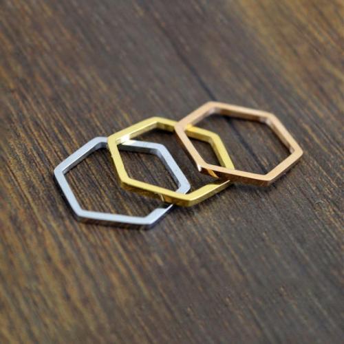 Titanium Steel Finger Ring, Hexagon, plated, Unisex .3mm .3mm 