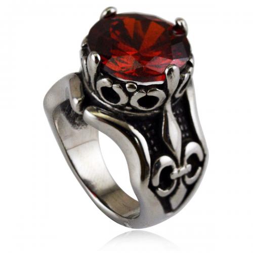 Titanium Steel Finger Ring, polished, Unisex & with rhinestone, original color mm mm [