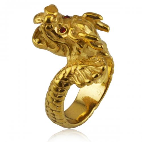 Titanium Steel Finger Ring, Dragon, Unisex gold mm mm 