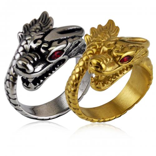 Titanium Steel Finger Ring, Dragon, plated, Unisex mm mm 