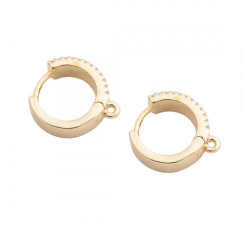 Brass Hoop Earring Components, real gold plated, DIY & micro pave cubic zirconia, golden Approx 1mm 