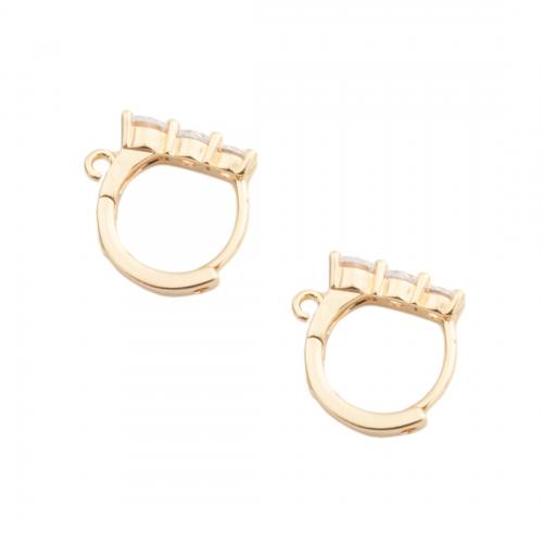 Brass Hoop Earring Components, real gold plated, DIY & micro pave cubic zirconia, golden Approx 1.5mm [