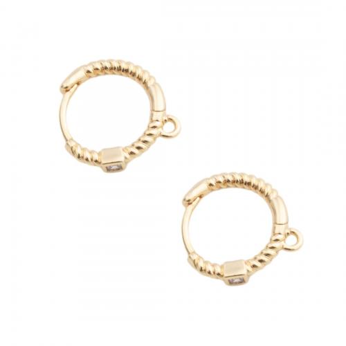 Sterling Silver Hoop Earring Component, Brass, real gold plated, DIY & micro pave cubic zirconia, golden Approx 1mm 