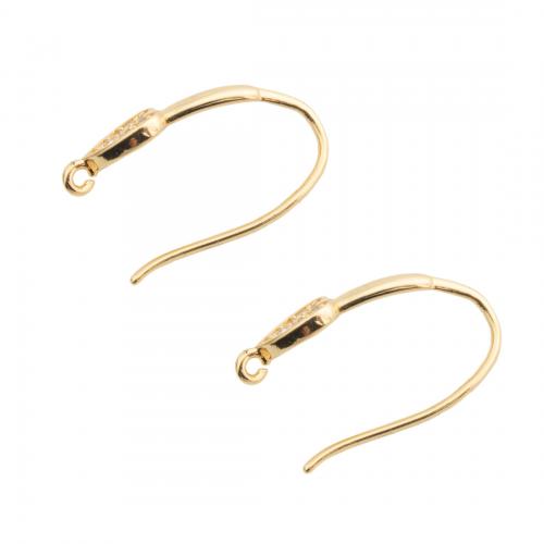 Brass Hook Earwire, real gold plated, DIY & micro pave cubic zirconia, golden Approx 1mm [