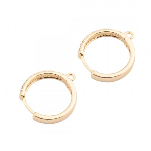 Brass Hoop Earring Components, real gold plated, DIY & micro pave cubic zirconia, golden Approx 1.5mm 