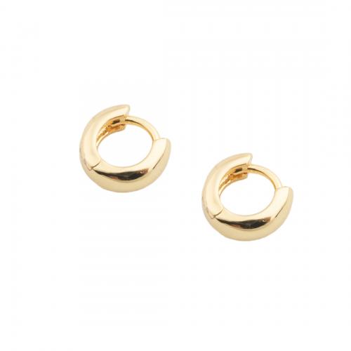Brass Hoop Earring, real gold plated, for woman, golden [