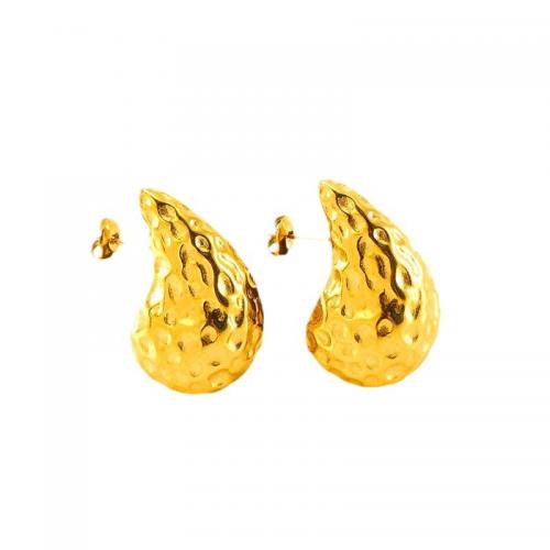 Stainless Steel Stud Earring, 304 Stainless Steel, Teardrop, Vacuum Ion Plating, fashion jewelry & for woman, golden [