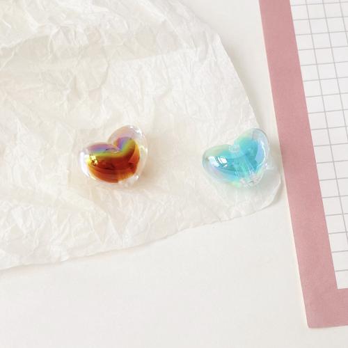 collier en perle acrylique , coeur, Placage UV, DIY, plus de couleurs à choisir, 14mm Vendu par sac