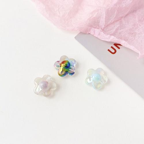 Plating Acrylic Beads, Flower, UV plating, DIY 17mm 