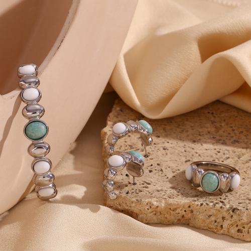Fashion Stainless Steel Jewelry Sets, 316L Stainless Steel, with ​Amazonite​, fashion jewelry & for woman, original color 
