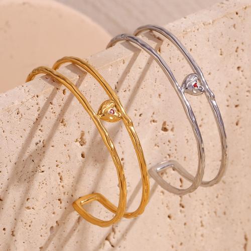 Stainless Steel Cuff Bangle, 316L Stainless Steel, 18K gold plated, fashion jewelry & for woman Inner Approx 64mm [