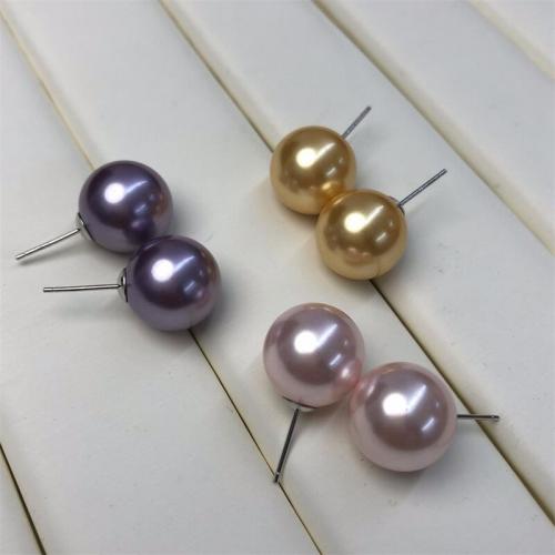 South Sea Shell Stud Earrings, Shell Pearl, Round, fashion jewelry & for woman [