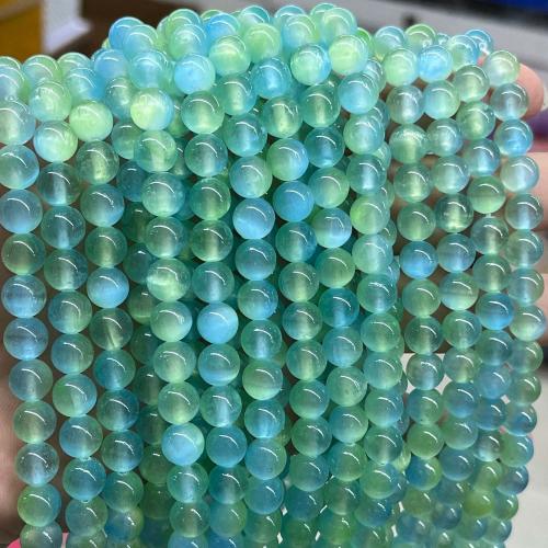 Perles de pierre gemme unique, Pierre de gypse, Rond, DIY, vert foncé, 8mm, Environ Vendu par brin