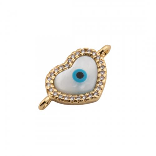 Evil Eye Jewelry Connector, Brass, high quality plated, DIY & micro pave cubic zirconia & enamel Approx 1.5mm 