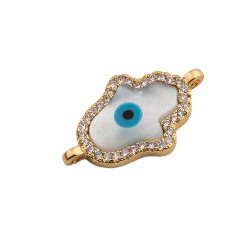 Evil Eye Jewelry Connector, Brass, high quality plated, DIY & micro pave cubic zirconia & enamel Approx 1mm 