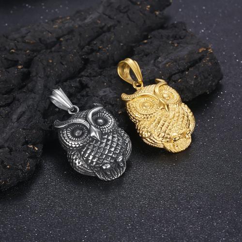Stainless Steel Pendants, 316L Stainless Steel, Owl, Vacuum Ion Plating, fashion jewelry & for man 