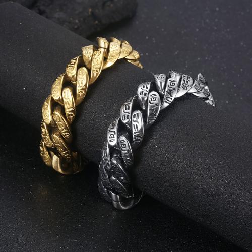 Stainless Steel Chain Bracelets, 304 Stainless Steel, Vacuum Ion Plating, fashion jewelry & for man 20mm Approx 8.66 Inch 