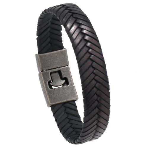 PU Leather Cord Bracelets, with Zinc Alloy, vintage & for man 16mm .5 cm 