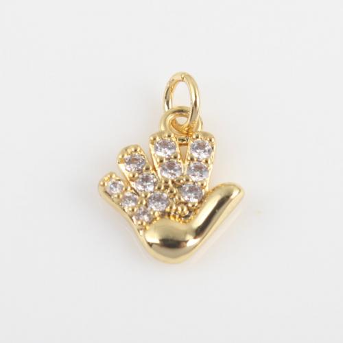 Cubic Zirconia Micro Pave Brass Pendant, gold color plated, DIY & micro pave cubic zirconia [