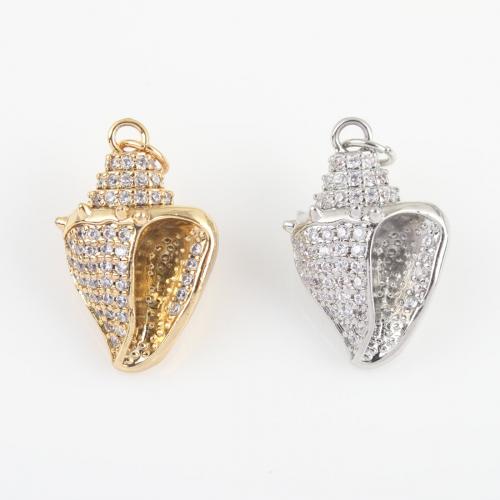 Cubic Zirconia Micro Pave Brass Pendant, Conch, plated, DIY & micro pave cubic zirconia [