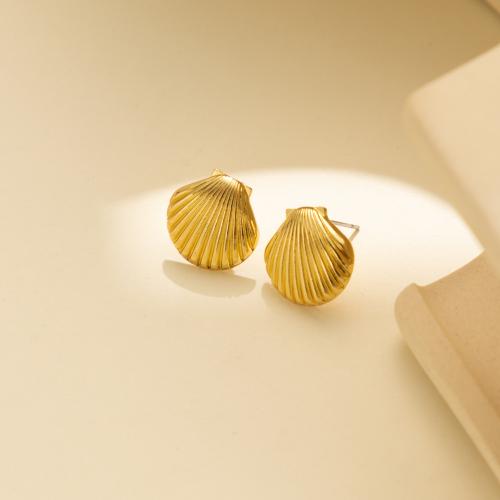 Zinc Alloy Stud Earring, Shell, plated, fashion jewelry, golden 