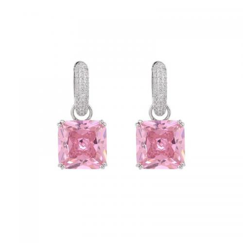 Cubic Zircon (CZ) Drop Earring, Zinc Alloy, Square, fashion jewelry & micro pave cubic zirconia & for woman 26mm 