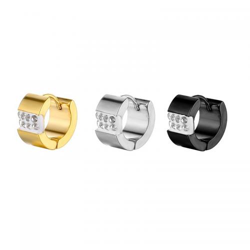 Stainless Steel Huggie Hoop Earring, 316L Stainless Steel, polished, Unisex & micro pave cubic zirconia 