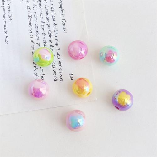 Perles acryliques plaquée, Acrylique, Rond, Placage UV, DIY, plus de couleurs à choisir, 14mm Vendu par sac