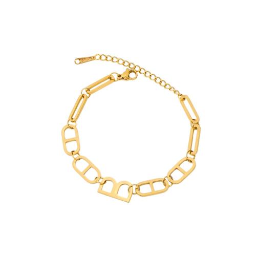 Stainless Steel Chain Bracelets, 316 Stainless Steel, with 5cm extender chain, 18K gold plated, fashion jewelry & for woman, golden Approx 15 cm 